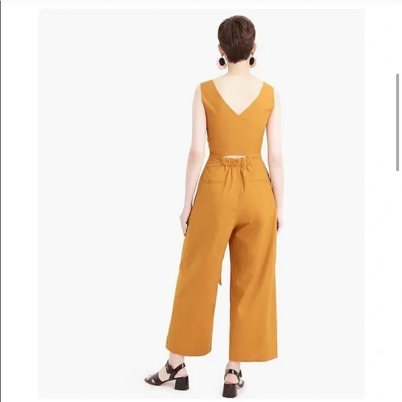 J.Crew Wrap Tie Jumpsuit in Warm Caramel, size 00 - Picture 3 of 7